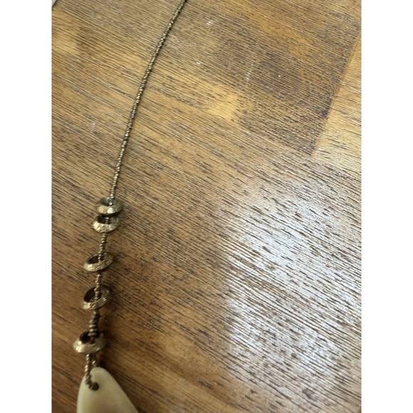 Crescent Moon Pendant Necklace Beaded Chain Bohemian Statement Cream - Picture 4 of 9